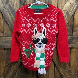 Childrens Holiday Christmas Llama Sweater  Sunglasses Blizzard Bay Size 4